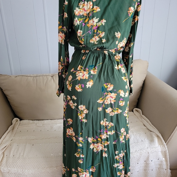 Beautiful bohemian floral green maxi long dress size L - Picture 10 of 10